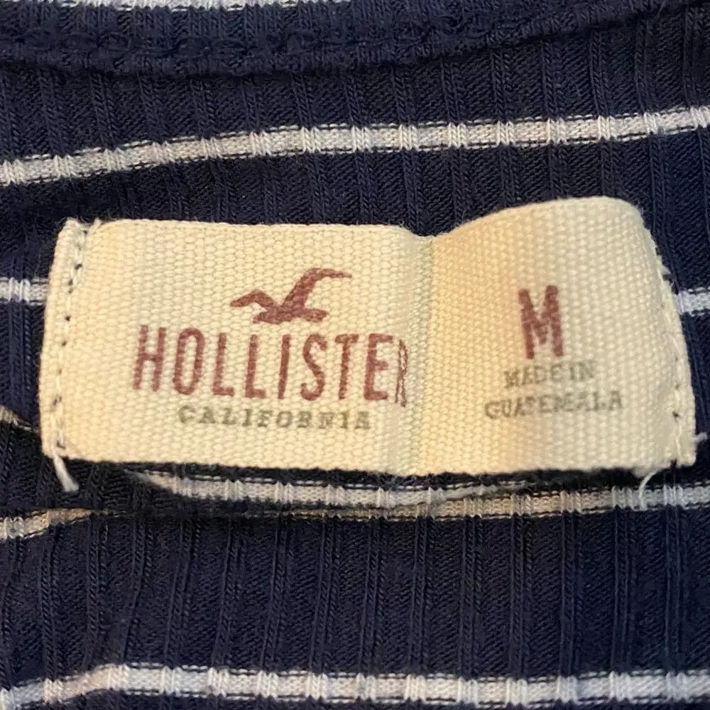 Hollister Criss Cross Striped Tank Top Navy Blue White Womens Size Medium - Picture 5 of 6